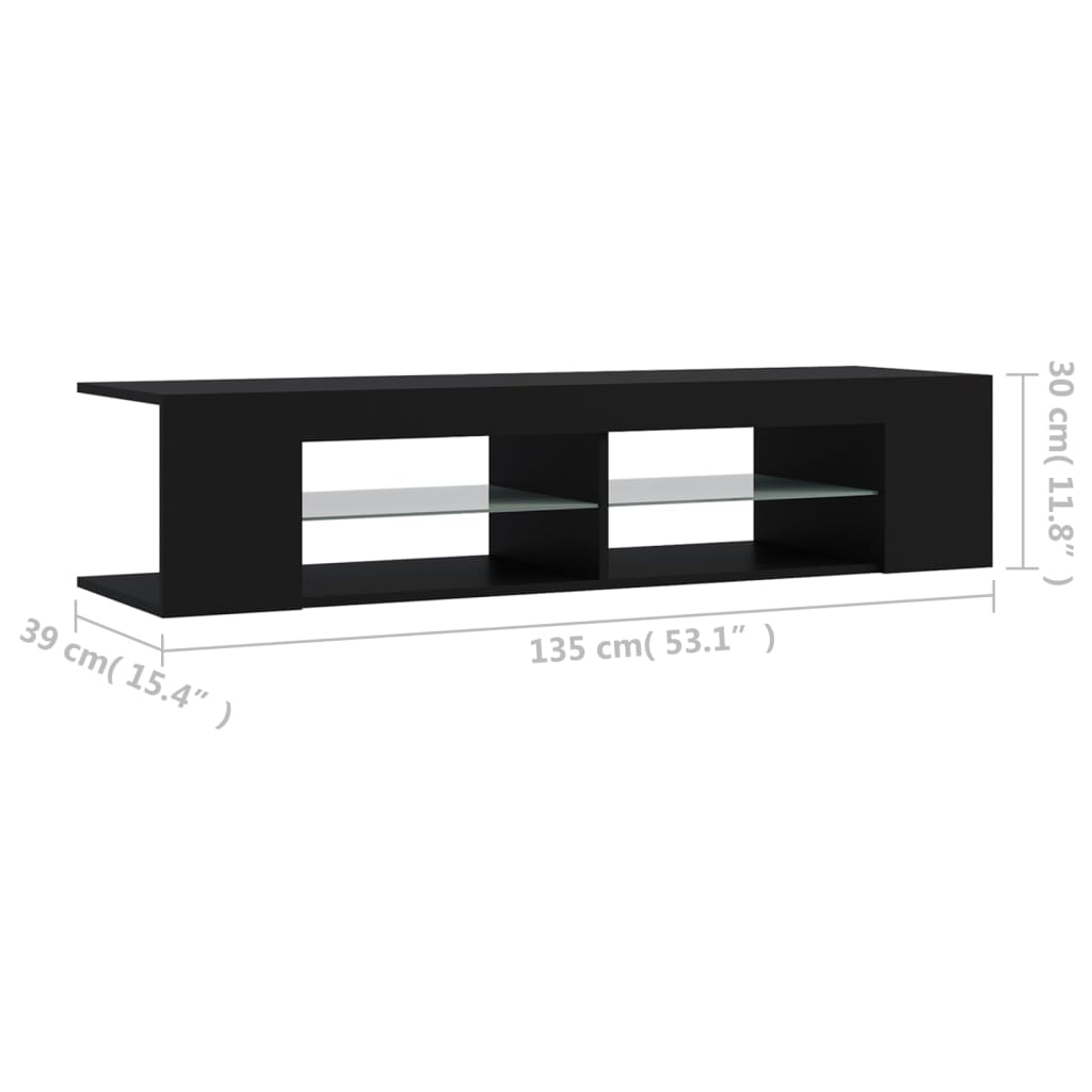 TV ormarić s LED svjetlima crni 135 x 39 x 30 cm