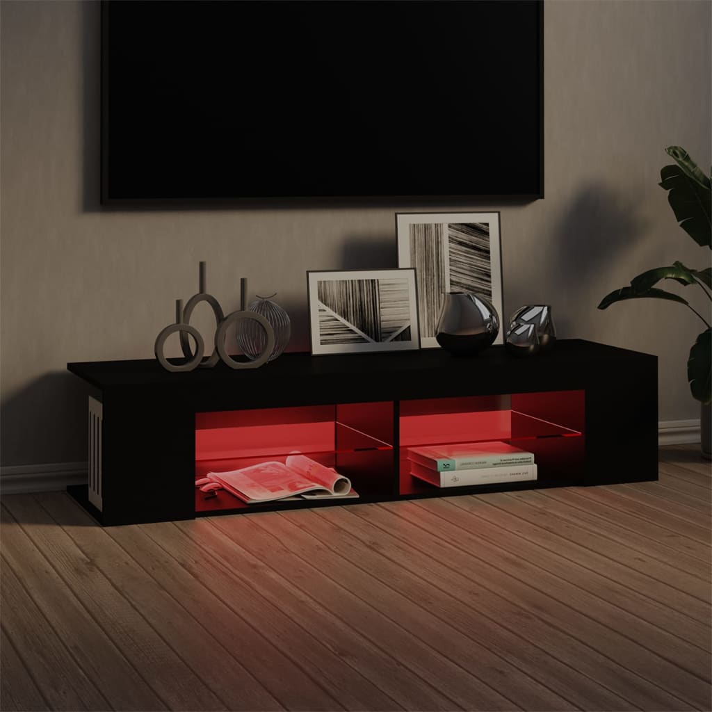 TV ormarić s LED svjetlima crni 135 x 39 x 30 cm