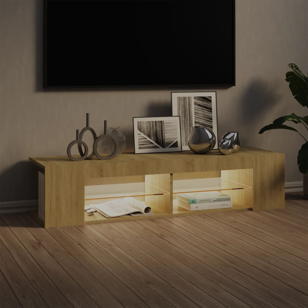 TV ormarić s LED svjetlima boja hrasta sonome 135 x 39 x 30 cm