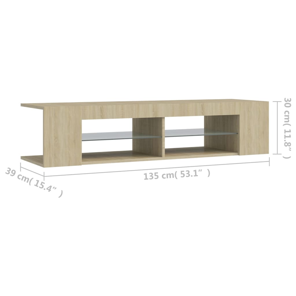 TV ormarić s LED svjetlima boja hrasta sonome 135 x 39 x 30 cm