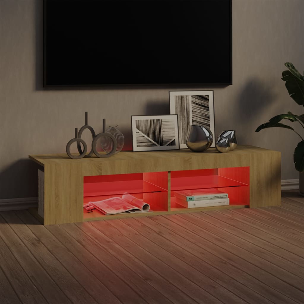 TV ormarić s LED svjetlima boja hrasta sonome 135 x 39 x 30 cm