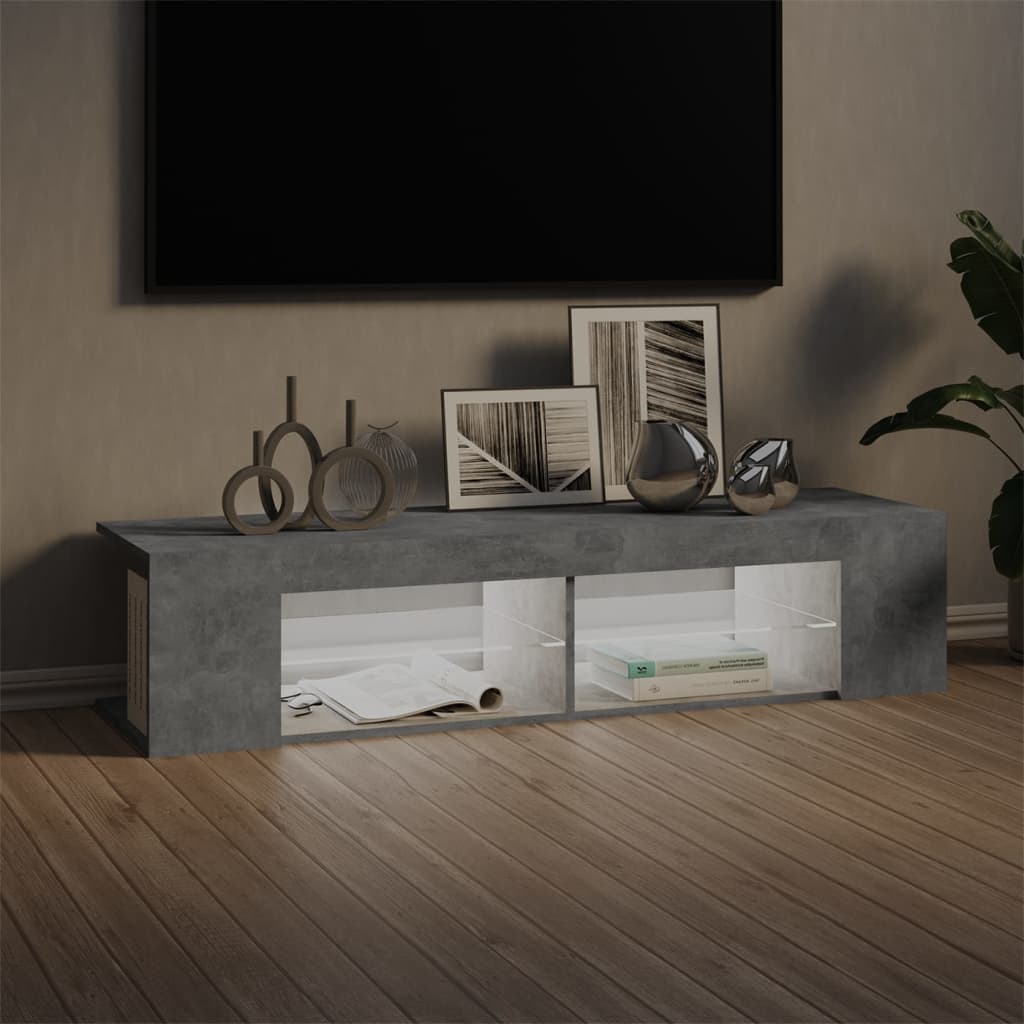 TV ormarić s LED svjetlima siva boja betona 135 x 39 x 30 cm