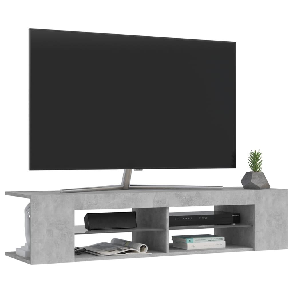 TV ormarić s LED svjetlima siva boja betona 135 x 39 x 30 cm