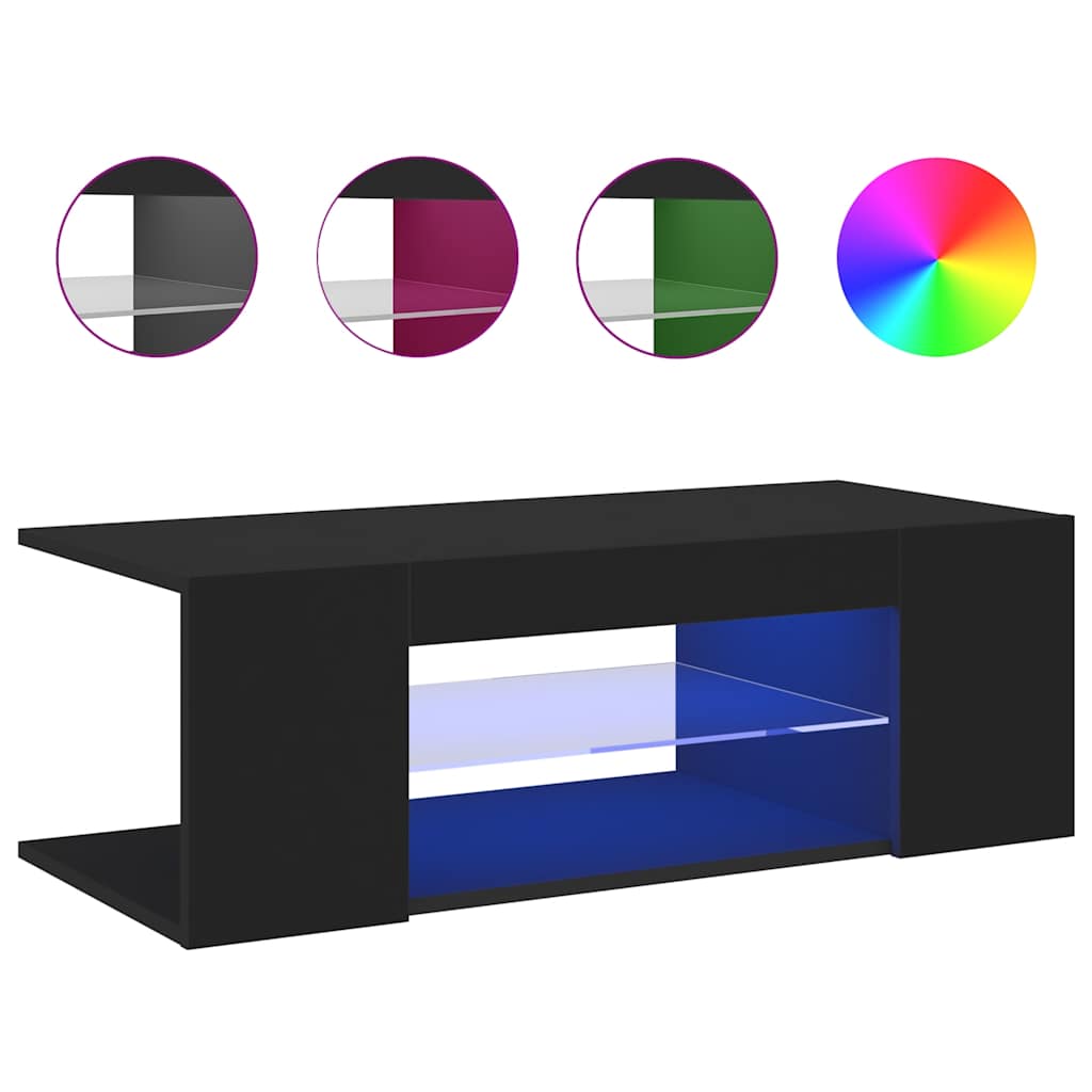 TV ormarić s LED svjetlima crni 90 x 39 x 30 cm