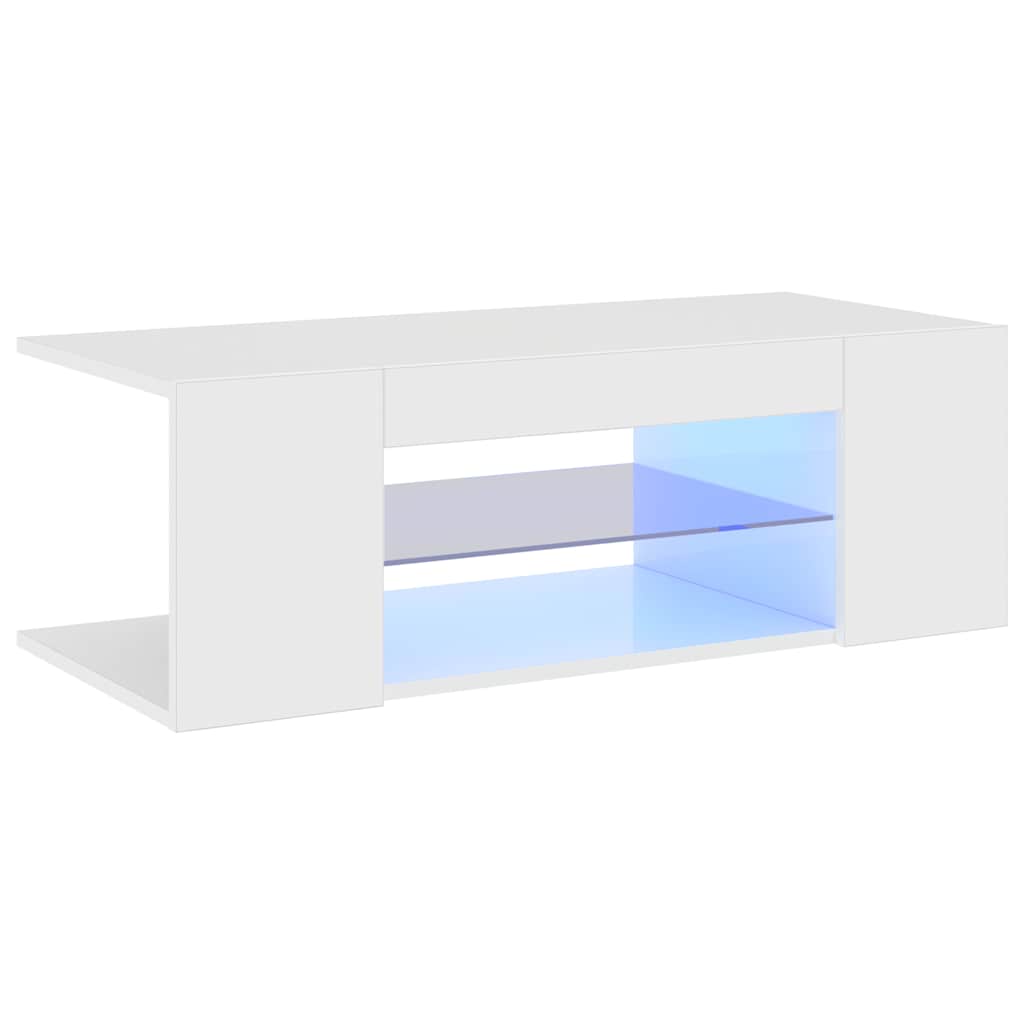 TV ormarić s LED svjetlima visoki sjaj bijeli 90 x 39 x 30 cm