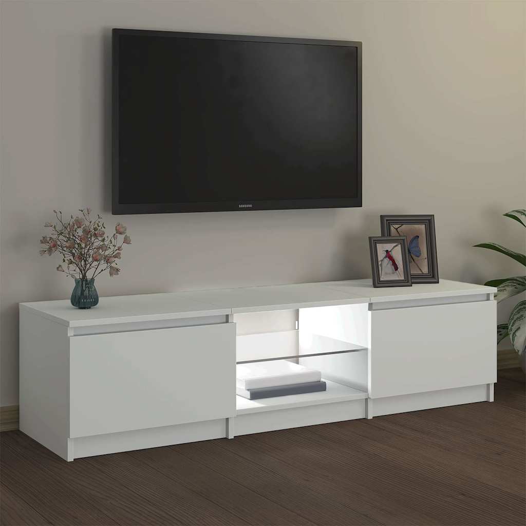 TV ormarić s LED svjetlima bijeli 140 x 40 x 36 cm