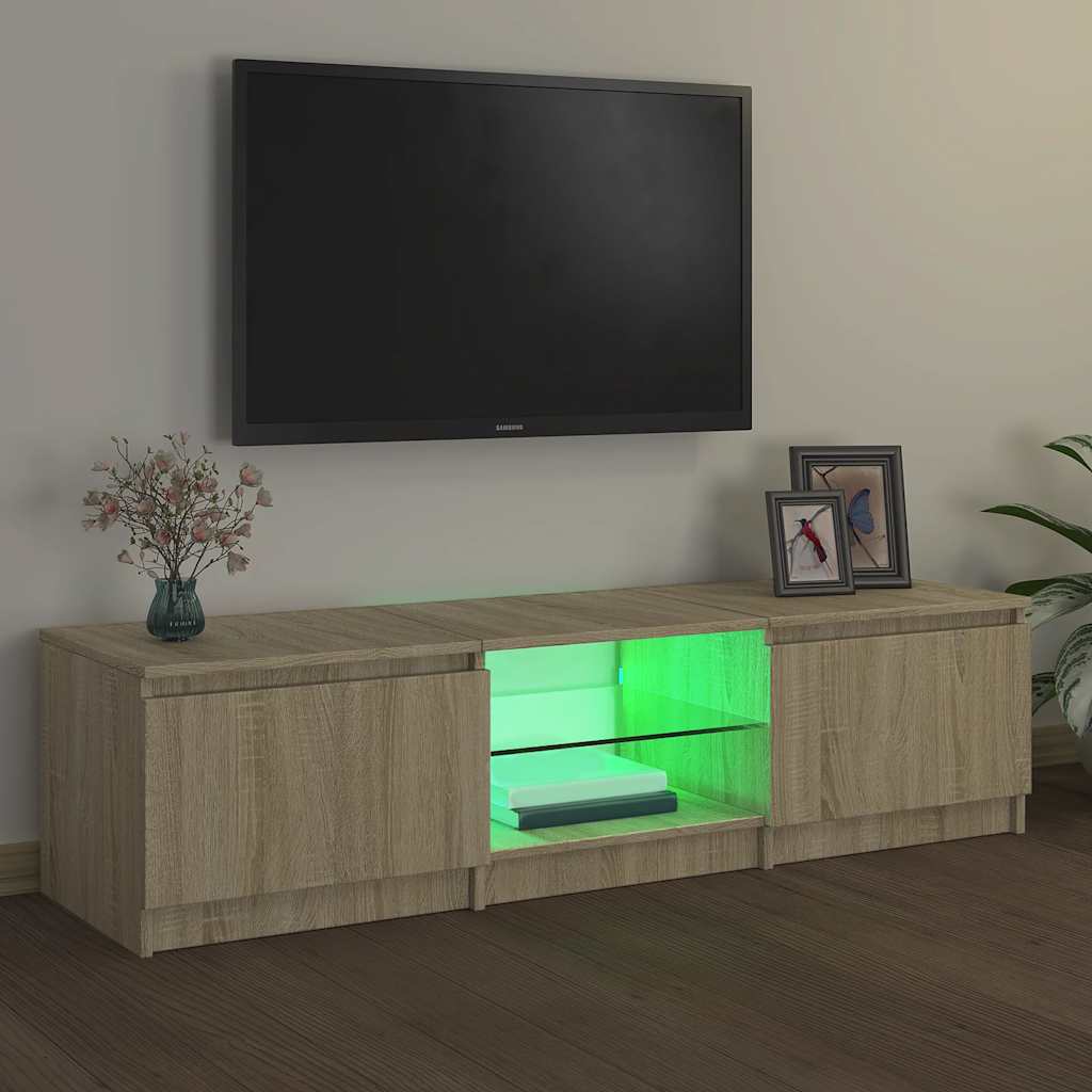 TV ormarić s LED svjetlima boja hrasta sonome 140x40x36 cm