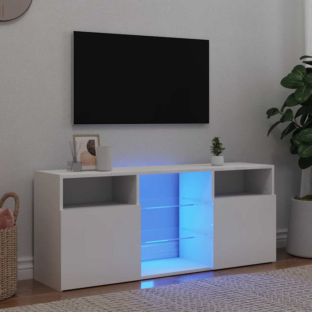 TV ormarić s LED svjetlima bijeli 120 x 30 x 50 cm