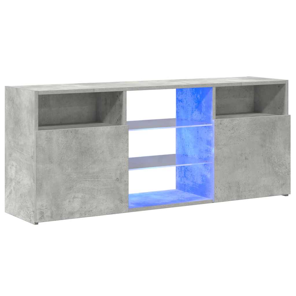 TV ormarić s LED svjetlima siva boja betona 120 x 30 x 50 cm
