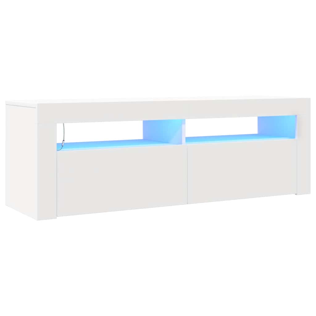 TV ormarić s LED svjetlima bijeli 120 x 35 x 40 cm