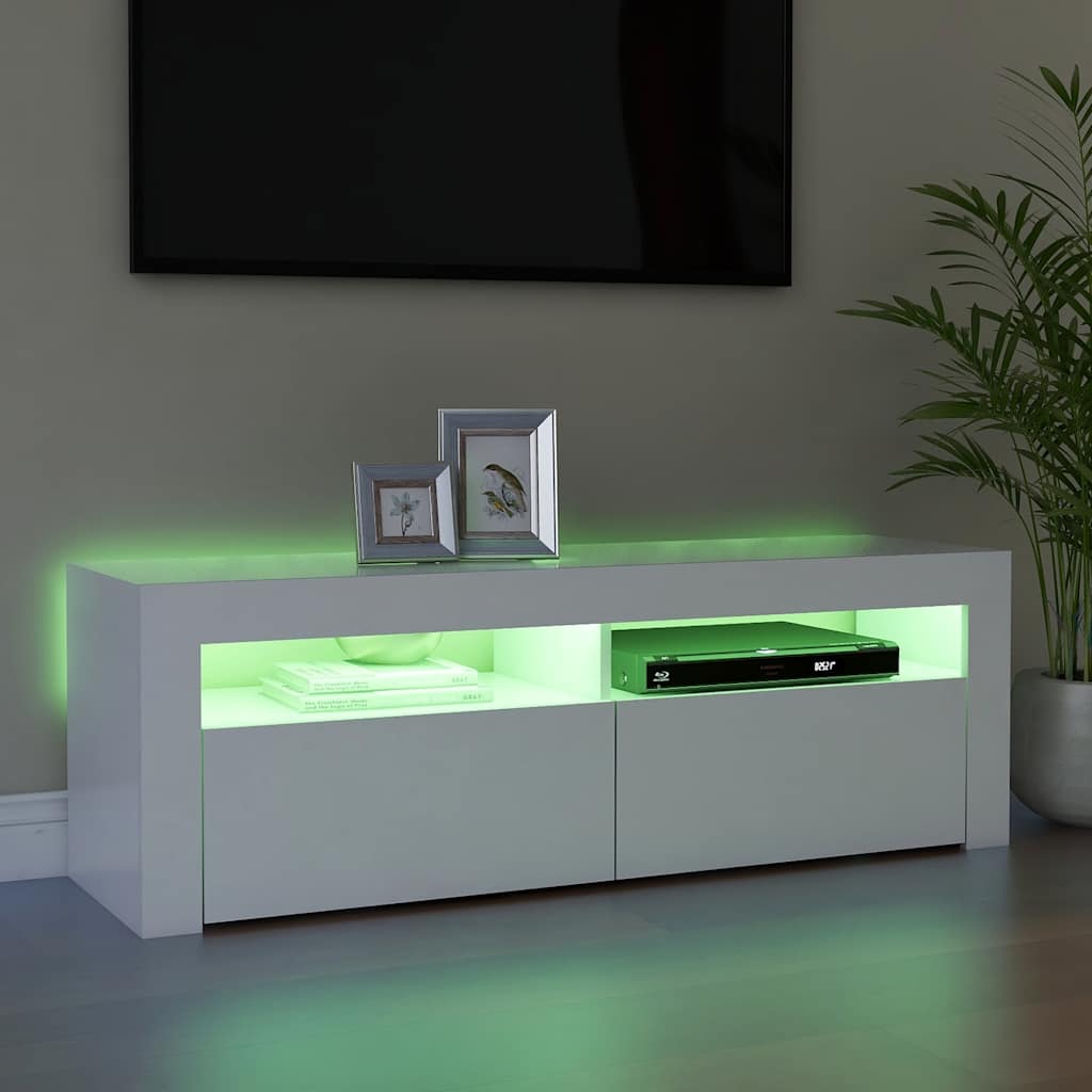 TV ormarić s LED svjetlima bijeli 120 x 35 x 40 cm