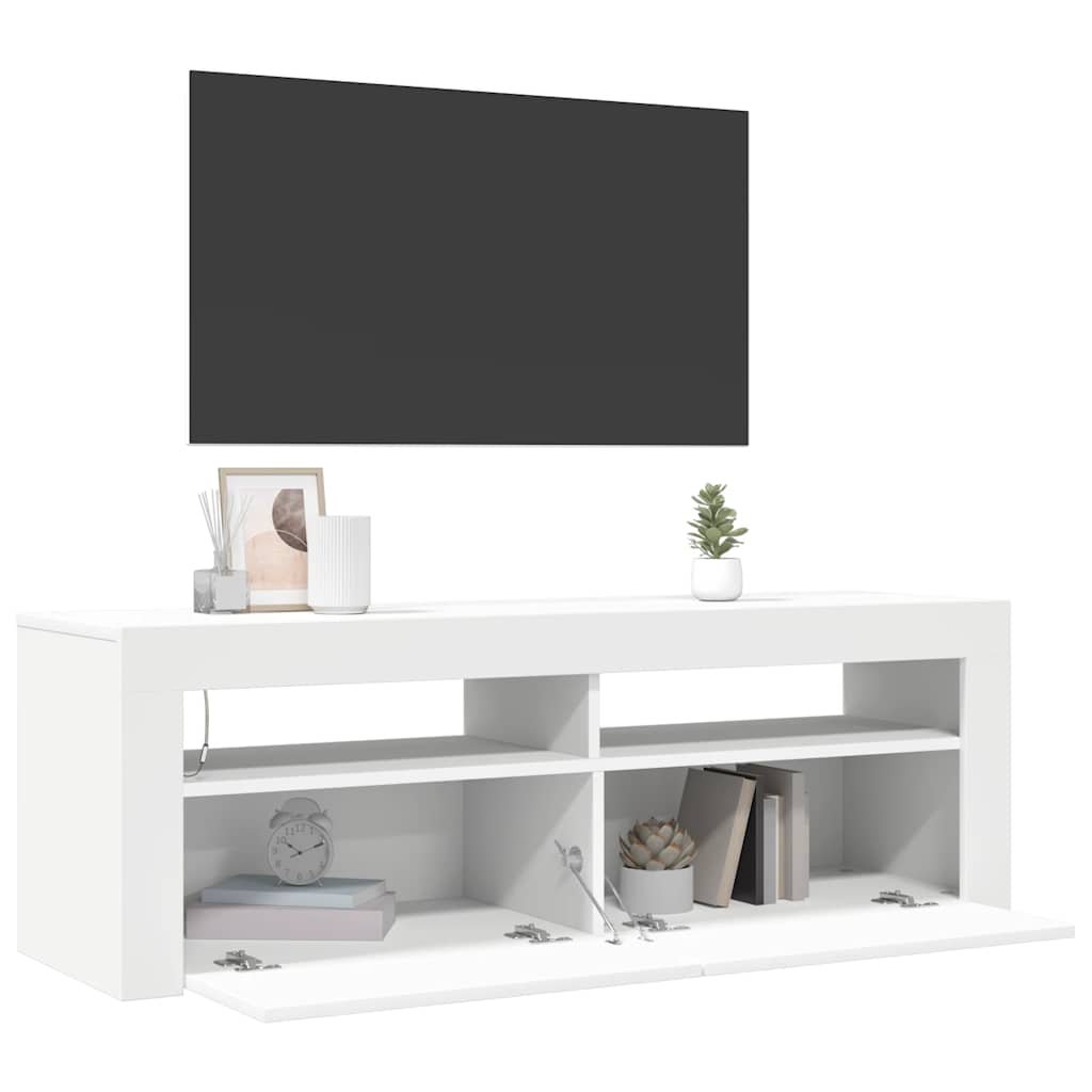 TV ormarić s LED svjetlima bijeli 120 x 35 x 40 cm