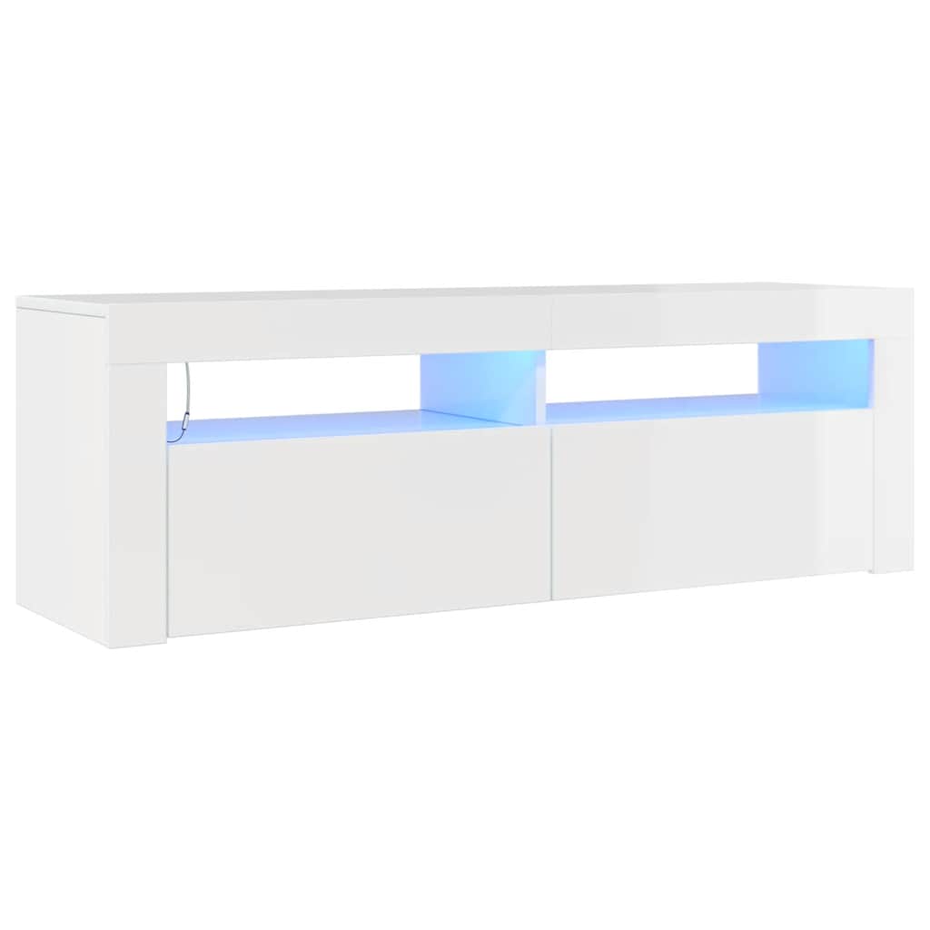 TV ormarić s LED svjetlima visoki sjaj bijeli 120 x 35 x 40 cm