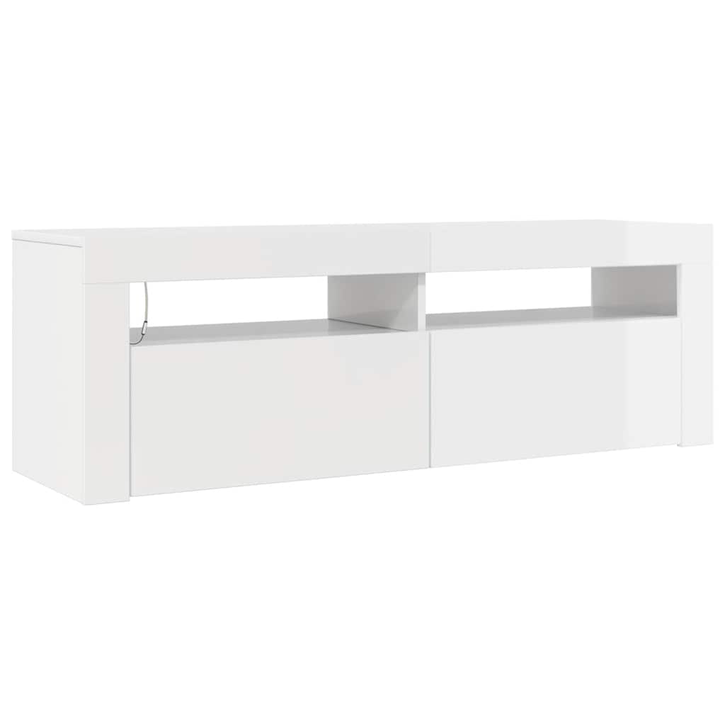 TV ormarić s LED svjetlima visoki sjaj bijeli 120 x 35 x 40 cm