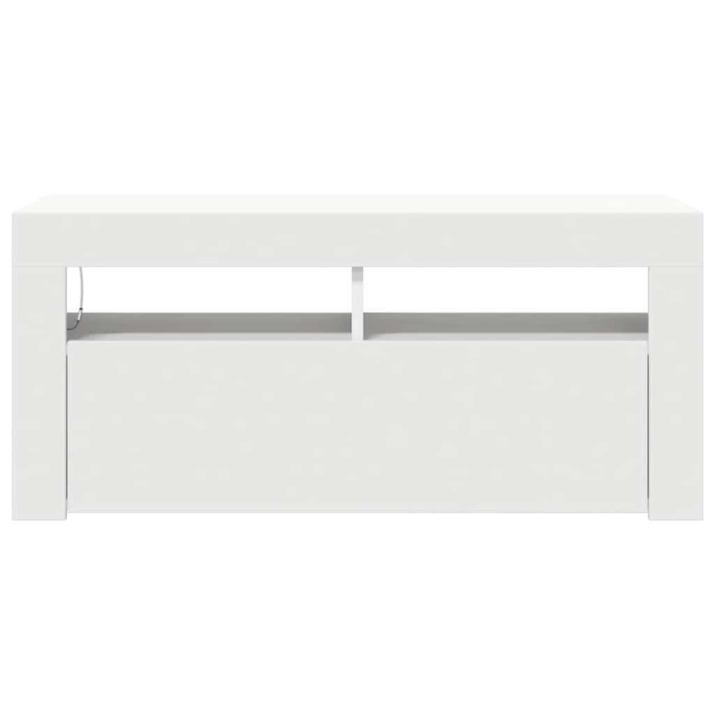 TV ormarić s LED svjetlima bijeli 90 x 35 x 40 cm