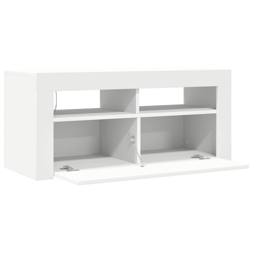 TV ormarić s LED svjetlima bijeli 90 x 35 x 40 cm
