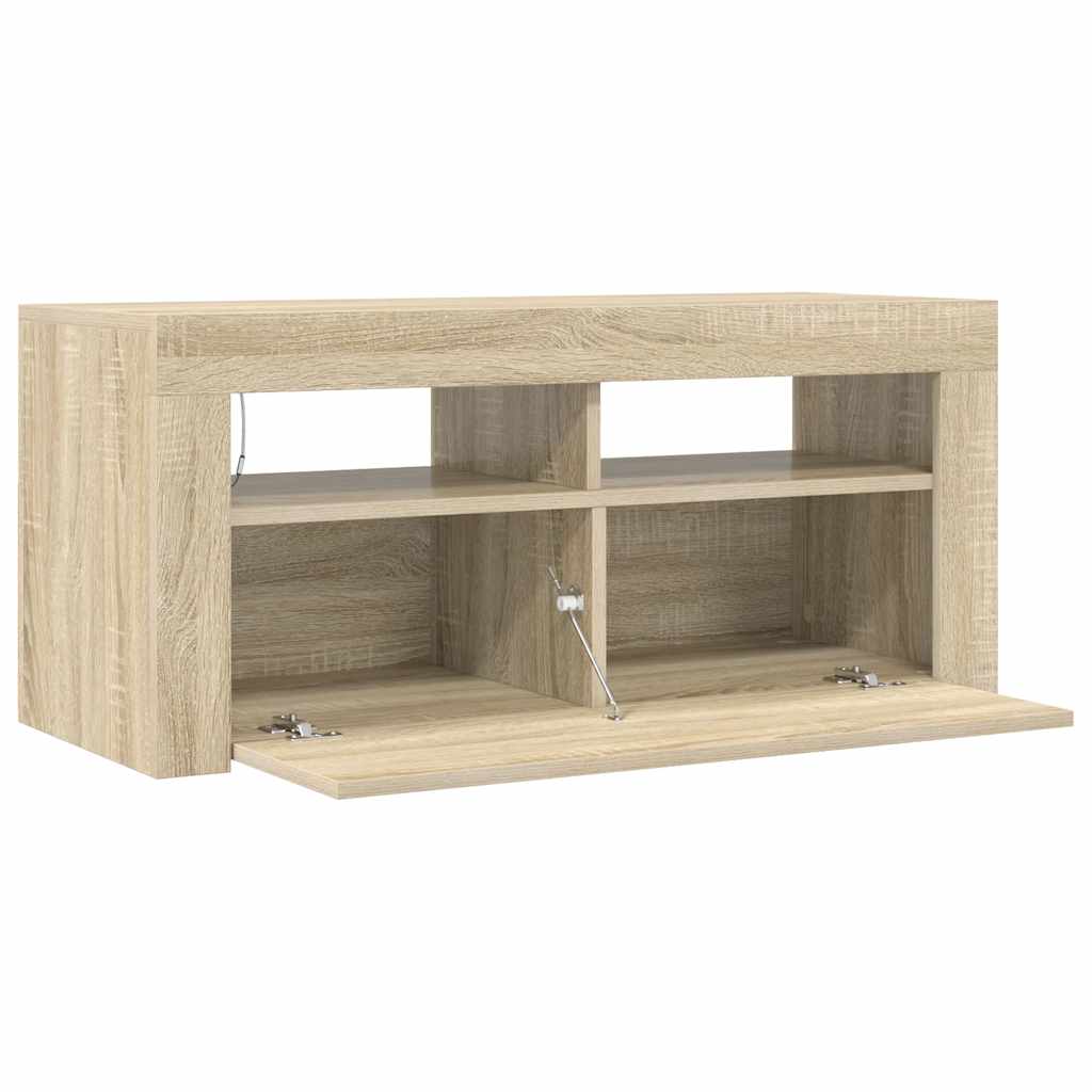 TV ormarić s LED svjetlima boja hrasta sonome 90 x 35 x 40 cm