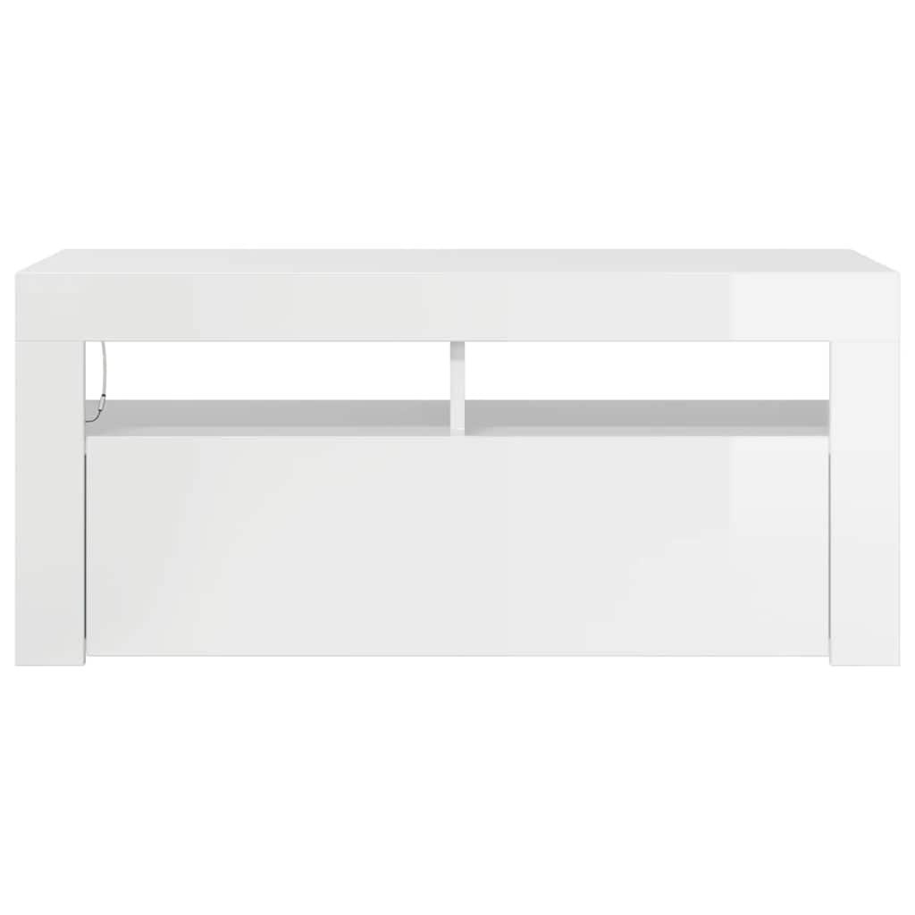 TV ormarić s LED svjetlima visoki sjaj bijeli 90 x 35 x 40 cm