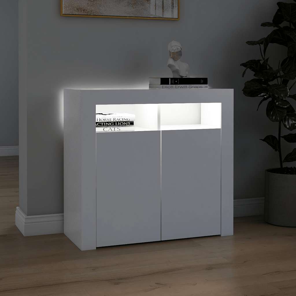 Komoda s LED svjetlima bijela 80 x 35 x 75 cm