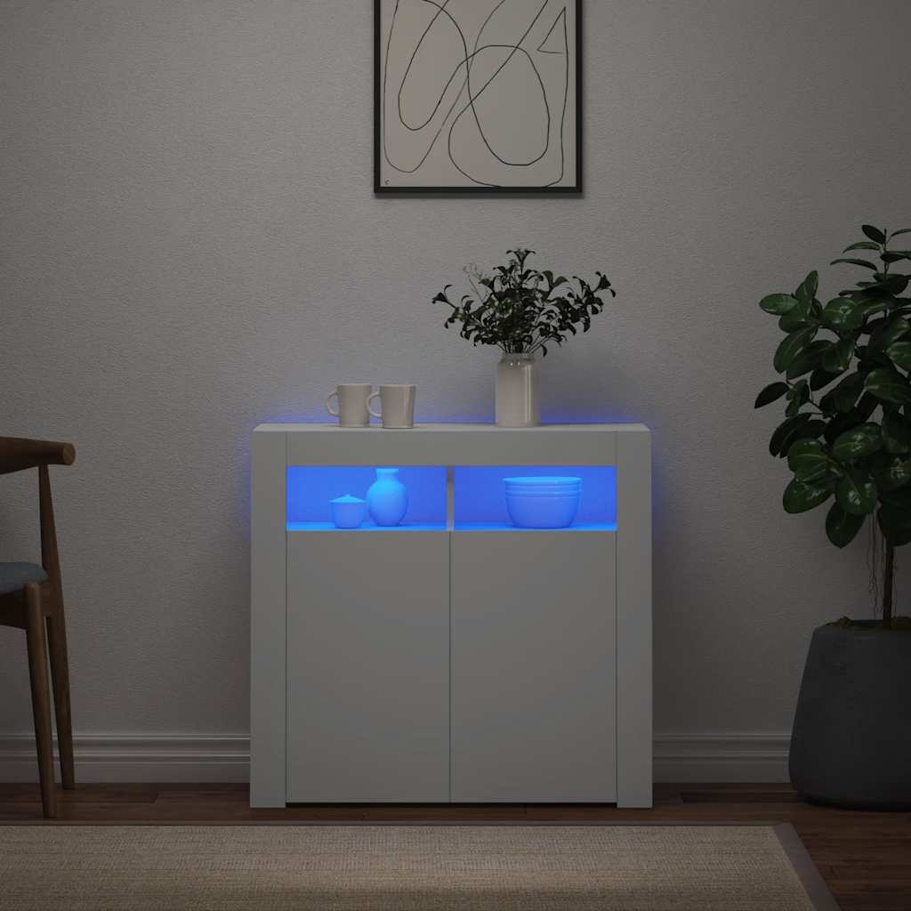Komoda s LED svjetlima bijela 80 x 35 x 75 cm