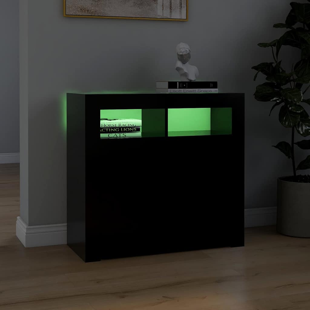 Komoda s LED svjetlima crna 80 x 35 x 75 cm