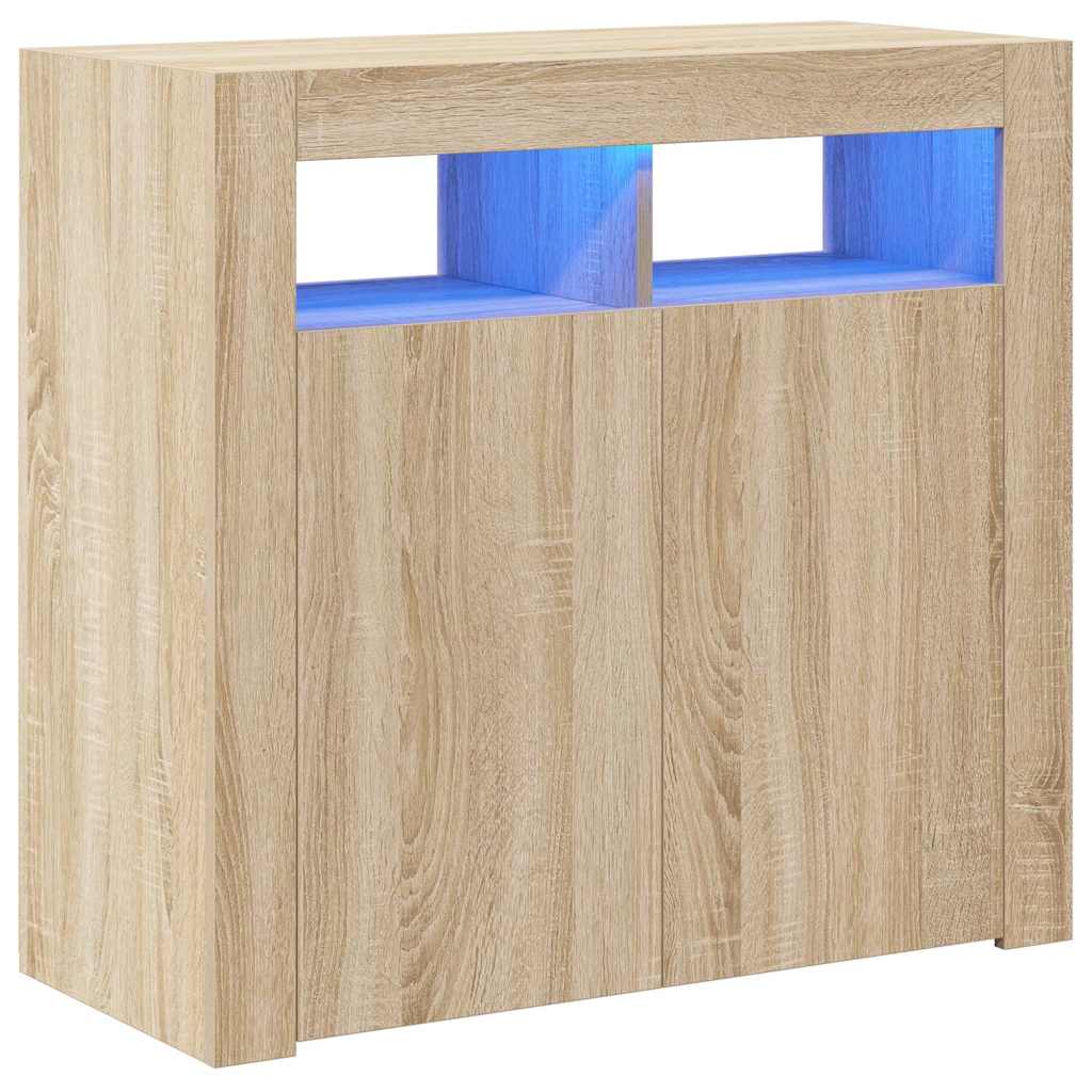 Komoda s LED svjetlima boja hrasta sonome 80 x 35 x 75 cm