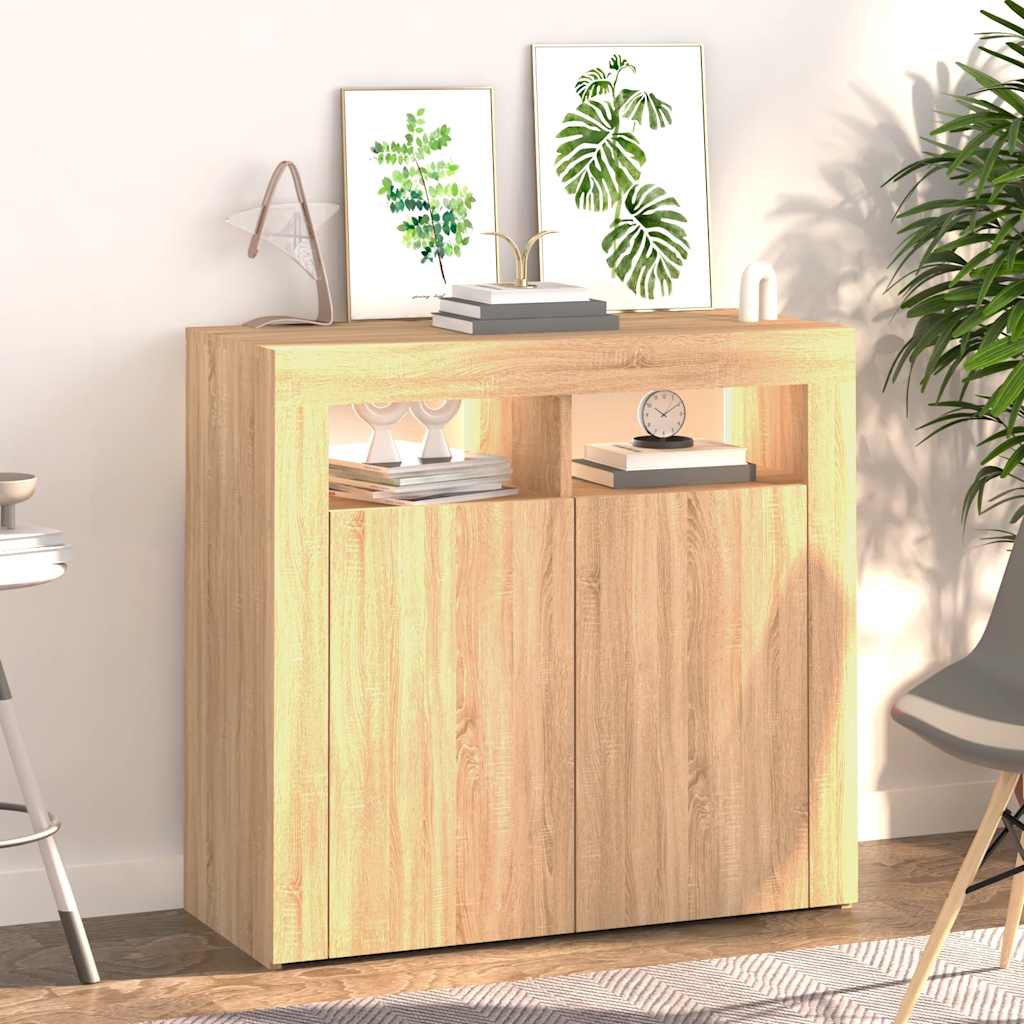 Komoda s LED svjetlima boja hrasta sonome 80 x 35 x 75 cm