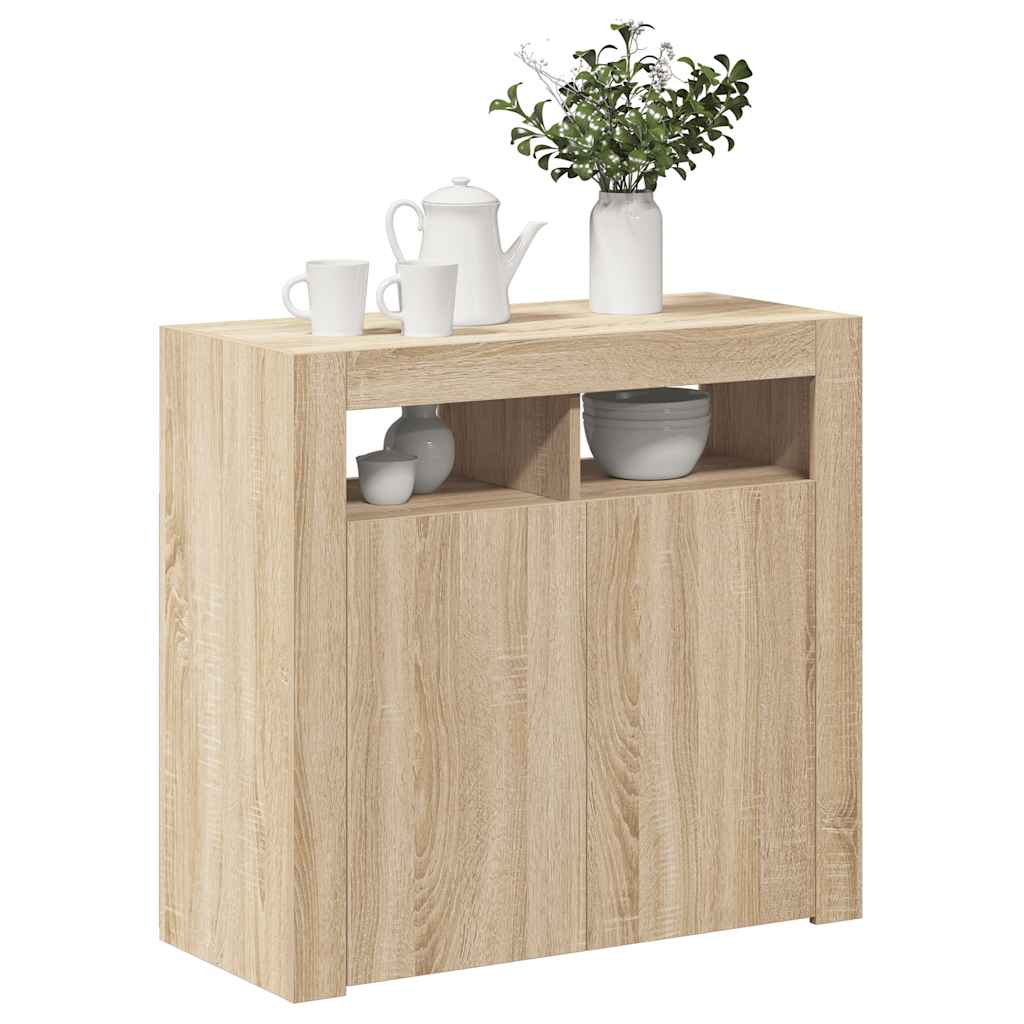 Komoda s LED svjetlima boja hrasta sonome 80 x 35 x 75 cm
