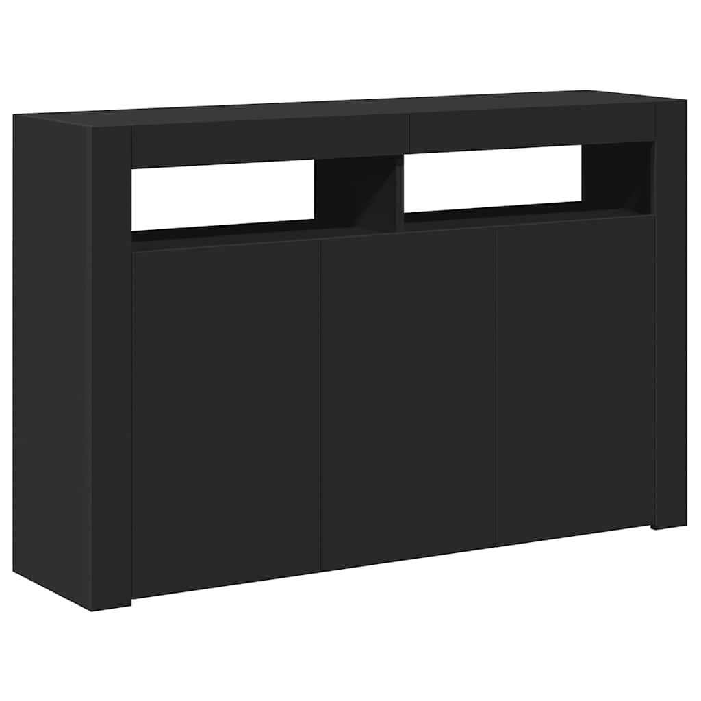 Komoda s LED svjetlima crna 115,5 x 30 x 75 cm