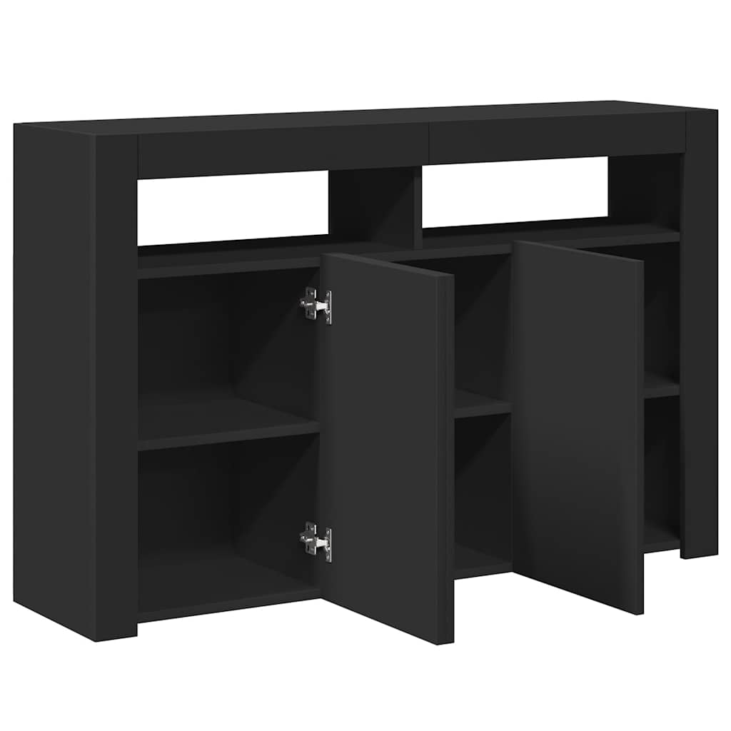 Komoda s LED svjetlima crna 115,5 x 30 x 75 cm