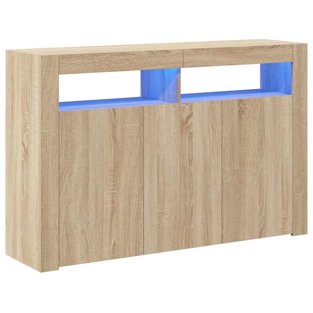 Komoda s LED svjetlima boja hrasta sonome 115,5 x 30 x 75 cm