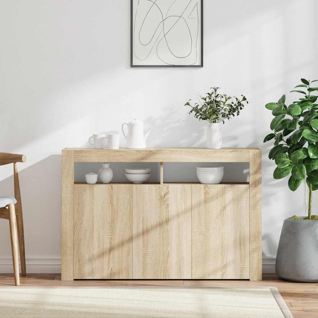 Komoda s LED svjetlima boja hrasta sonome 115,5 x 30 x 75 cm