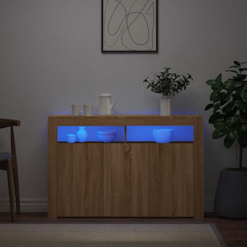 Komoda s LED svjetlima boja hrasta sonome 115,5 x 30 x 75 cm