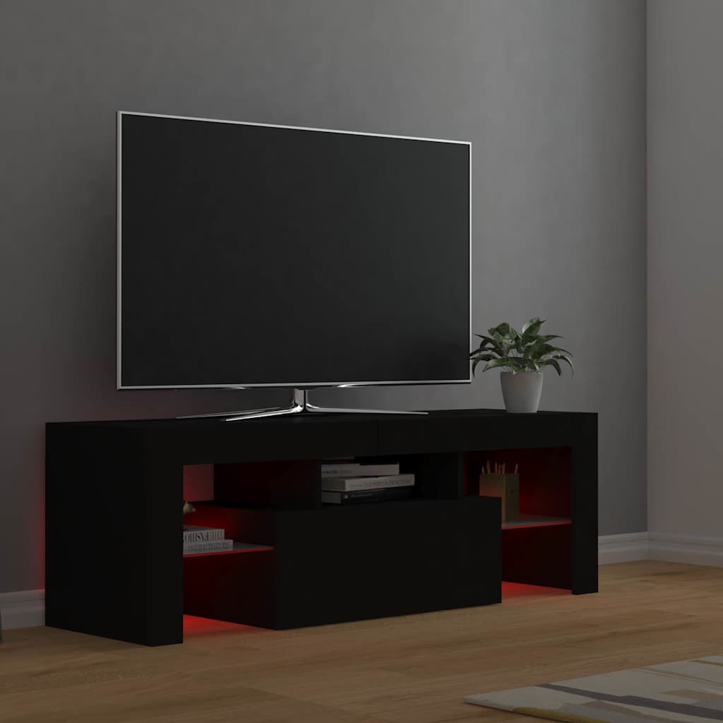 TV ormarić s LED svjetlima crni 120 x 35 x 40 cm