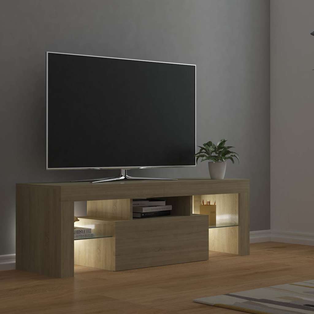 TV ormarić s LED svjetlima boja hrasta sonome 120 x 35 x 40 cm