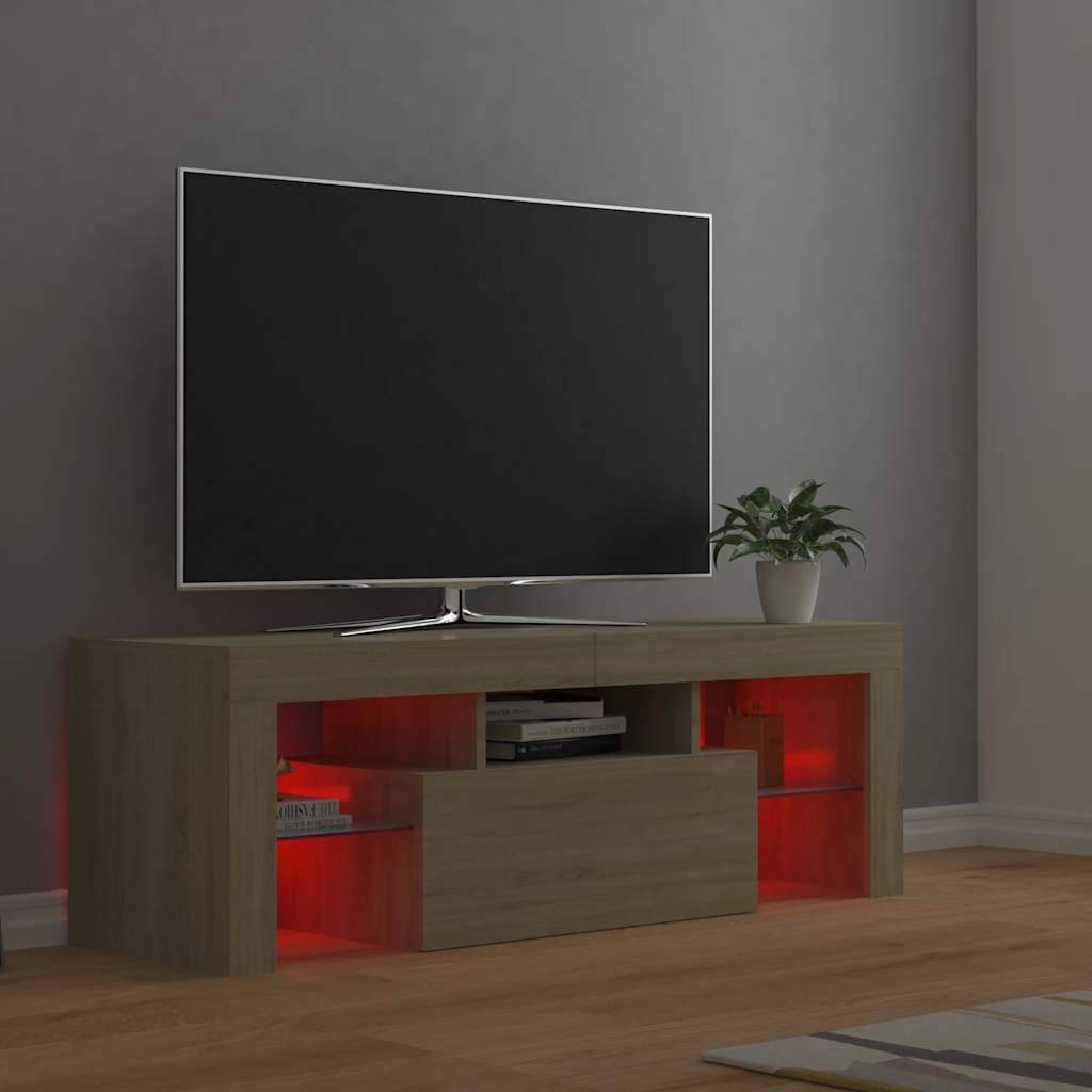 TV ormarić s LED svjetlima boja hrasta sonome 120 x 35 x 40 cm