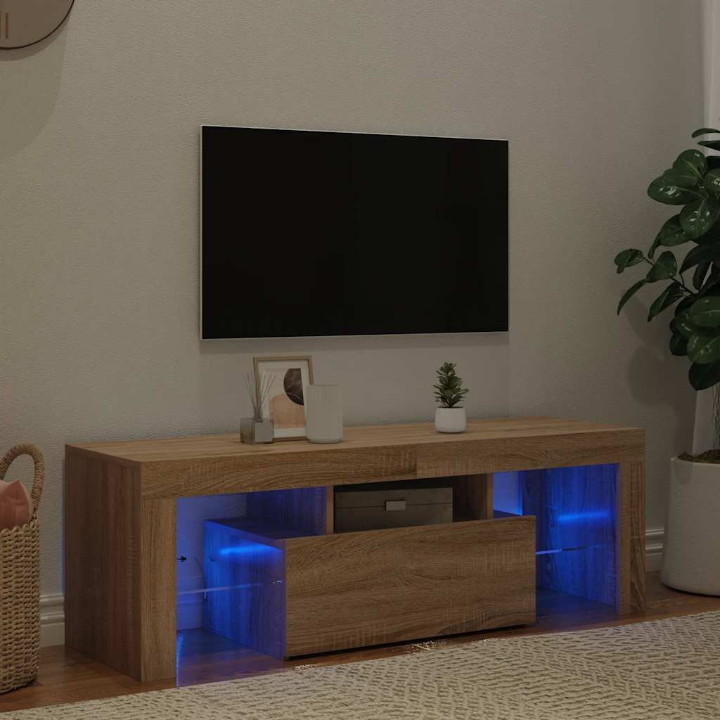 TV ormarić s LED svjetlima boja hrasta sonome 120 x 35 x 40 cm