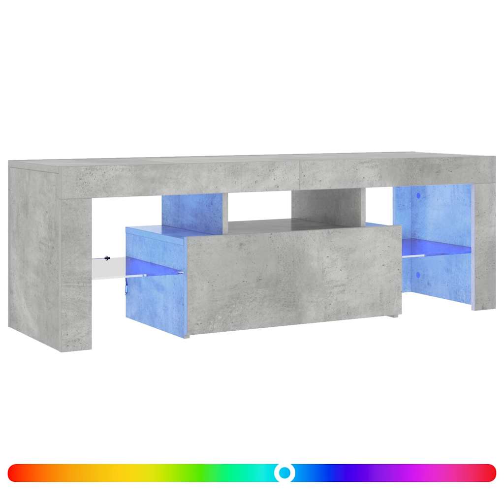 TV ormarić s LED svjetlima siva boja betona 120 x 35 x 40 cm