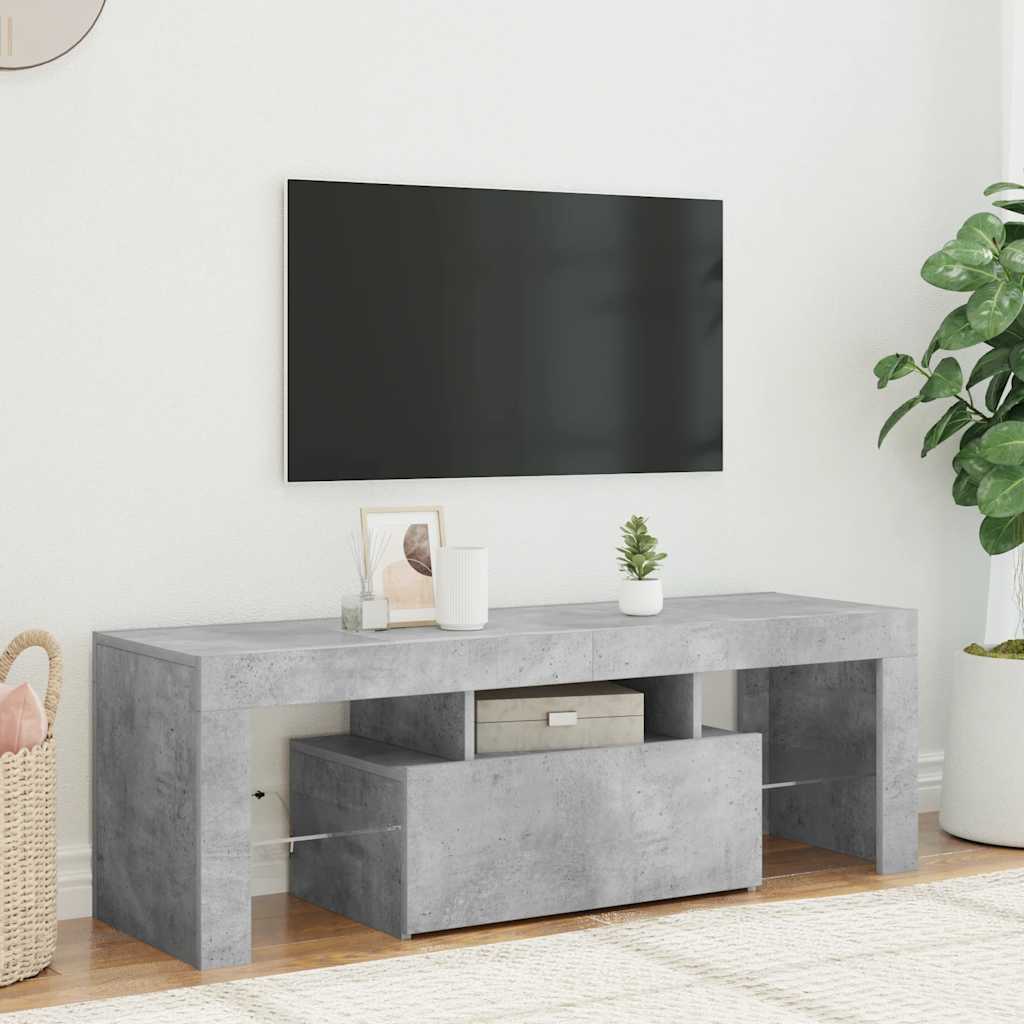 TV ormarić s LED svjetlima siva boja betona 120 x 35 x 40 cm