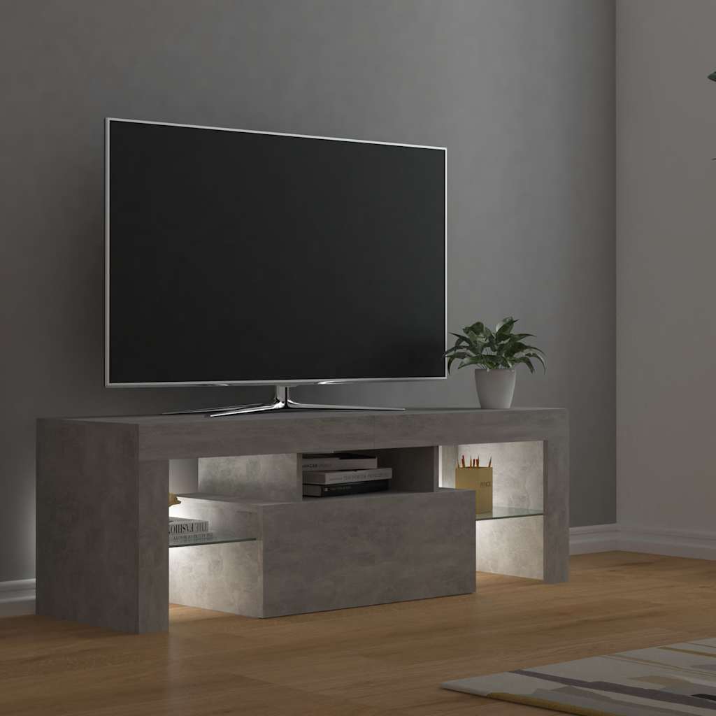 TV ormarić s LED svjetlima siva boja betona 120 x 35 x 40 cm