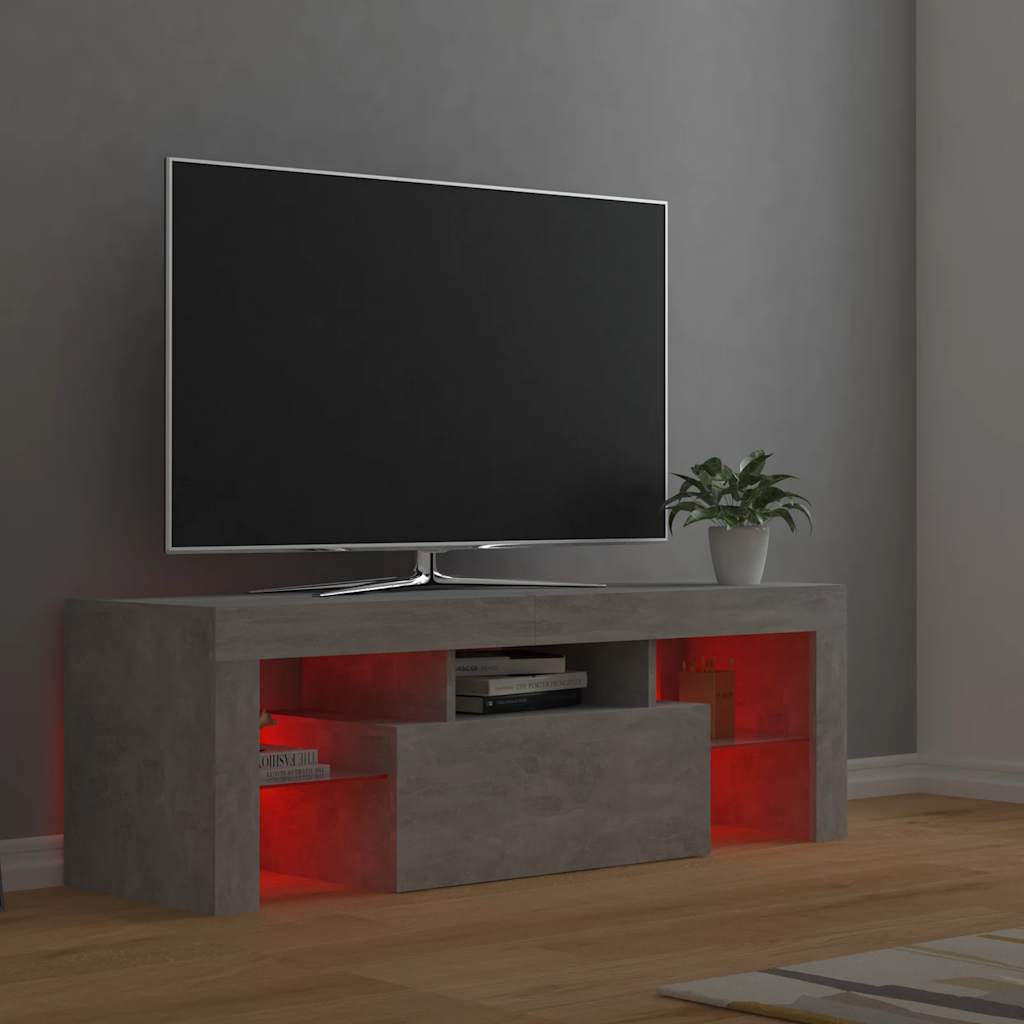TV ormarić s LED svjetlima siva boja betona 120 x 35 x 40 cm