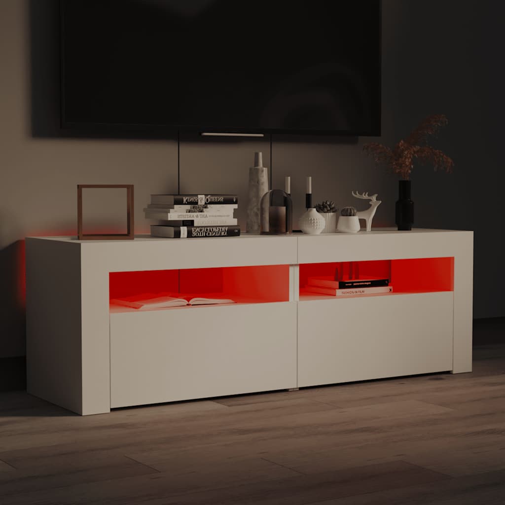 TV ormarić s LED svjetlima bijeli 120 x 35 x 40 cm