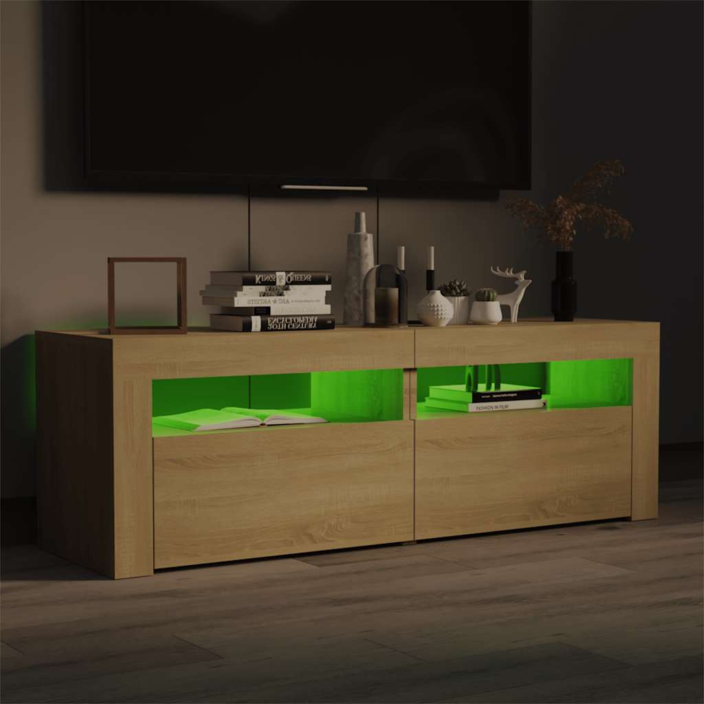 TV ormarić s LED svjetlima boja hrasta sonome 120 x 35 x 40 cm