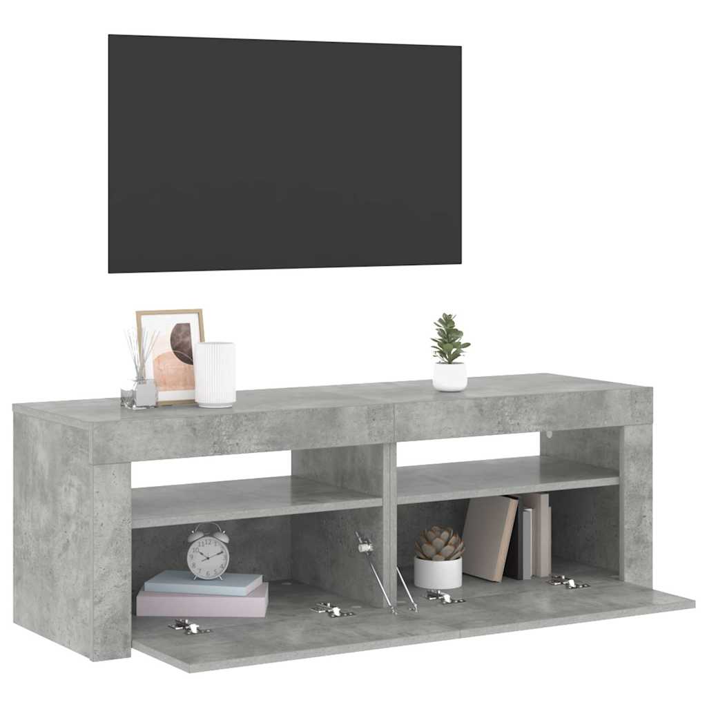 TV ormarić s LED svjetlima siva boja betona 120 x 35 x 40 cm