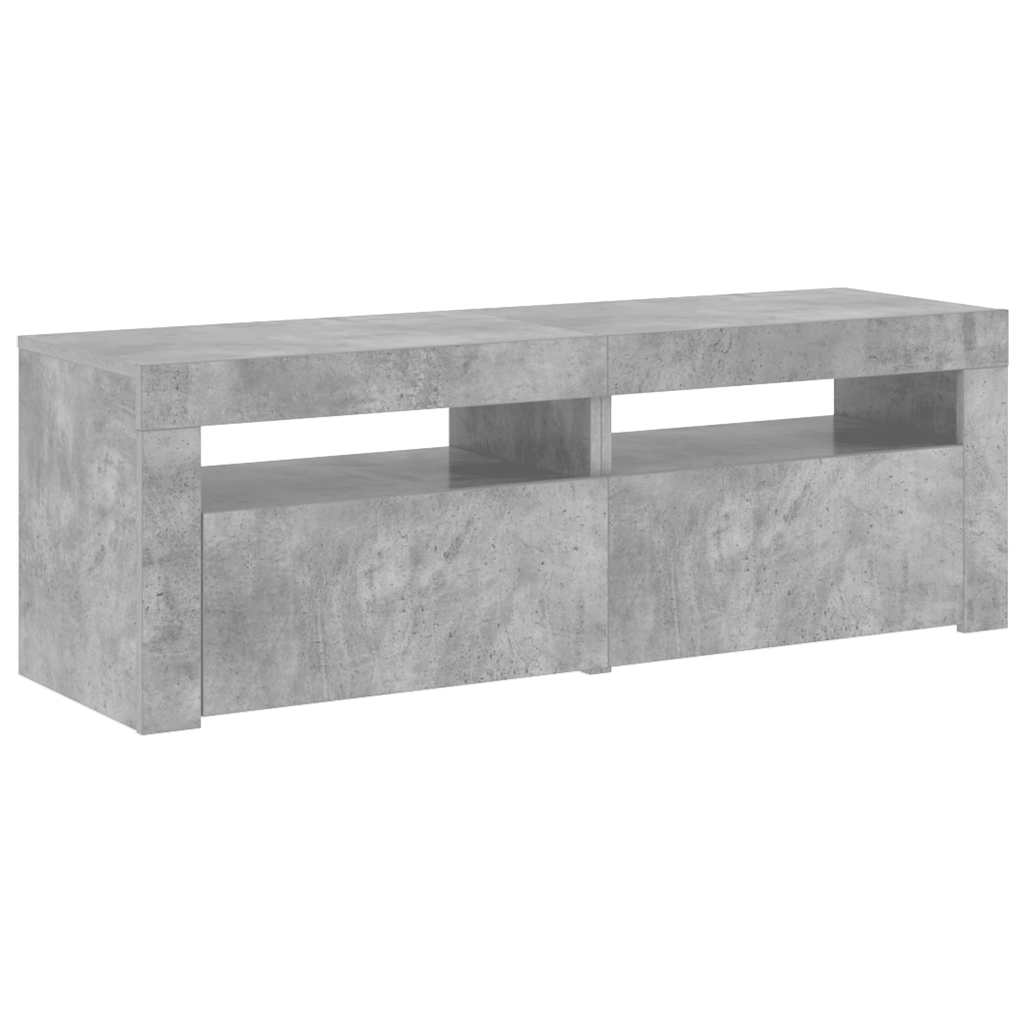 TV ormarić s LED svjetlima siva boja betona 120 x 35 x 40 cm
