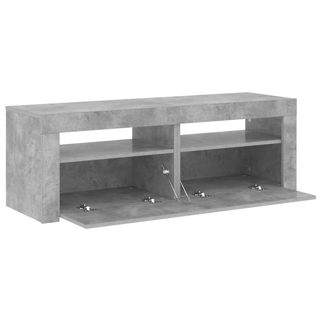 TV ormarić s LED svjetlima siva boja betona 120 x 35 x 40 cm