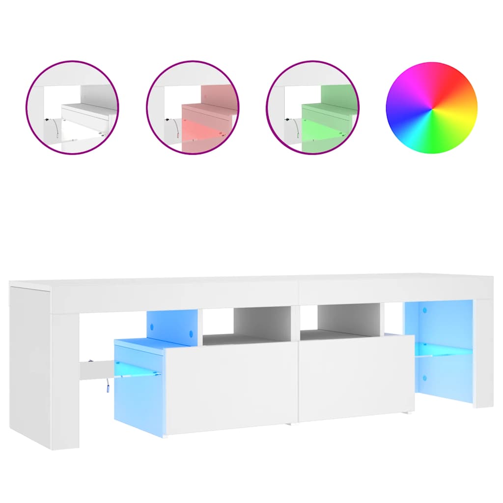 TV ormarić s LED svjetlima bijeli 140 x 36,5 x 40 cm
