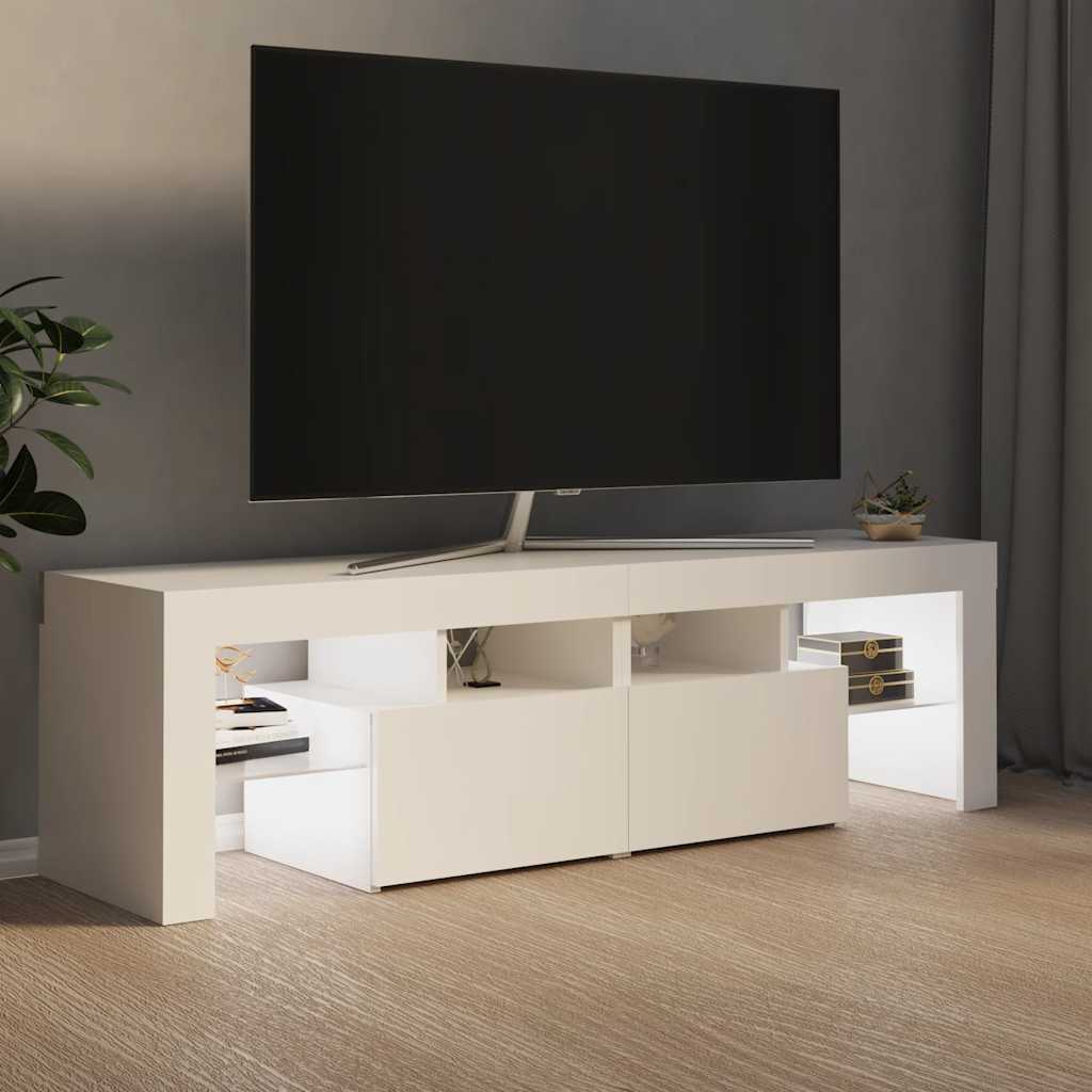 TV ormarić s LED svjetlima bijeli 140 x 36,5 x 40 cm