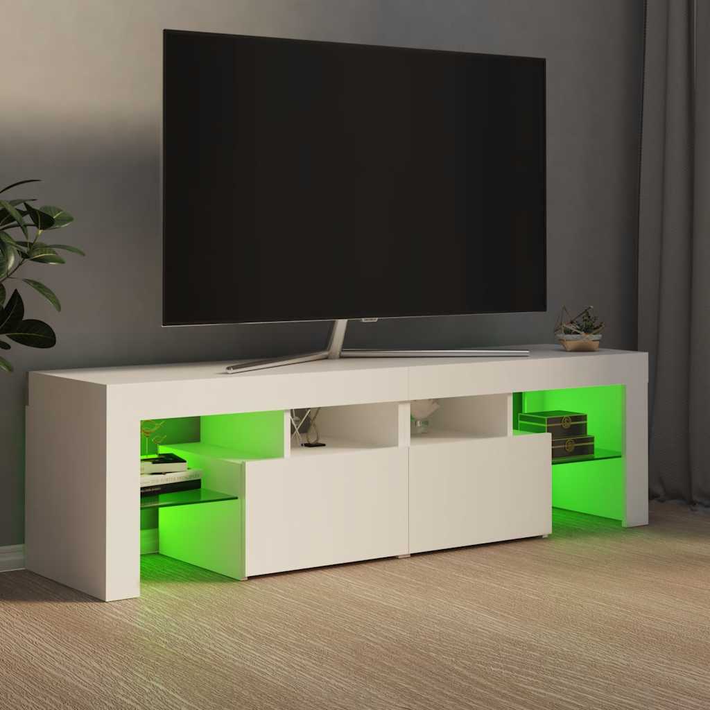 TV ormarić s LED svjetlima bijeli 140 x 36,5 x 40 cm
