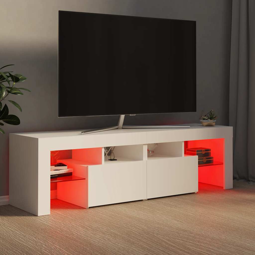 TV ormarić s LED svjetlima bijeli 140 x 36,5 x 40 cm